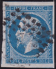  Napoléon dentelé Yvert N° 14 ,  PANNEAU D2 POSITION 90 - 6ème état beaucoup plus tardif - N° 11 - 