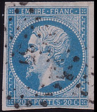  Napoléon dentelé Yvert N° 14 ,  PANNEAU D2 POSITION 91 - 1er état plus tardif - N° 2 - 