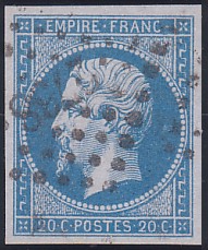  Napoléon dentelé Yvert N° 14 ,  PANNEAU D2 POSITION 92 - 2ème état - N° 2 - 