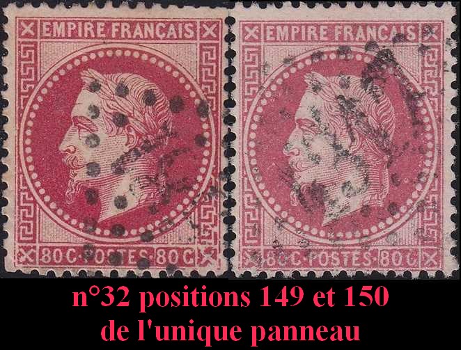 n°32, variétés Suarnet 3 et 6, positions 149 et 150 de l'unique panneau.
