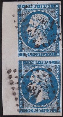  Napoléon n°14Ah: paire 71D2 (zéro) et 81D2 (variété Postfs)